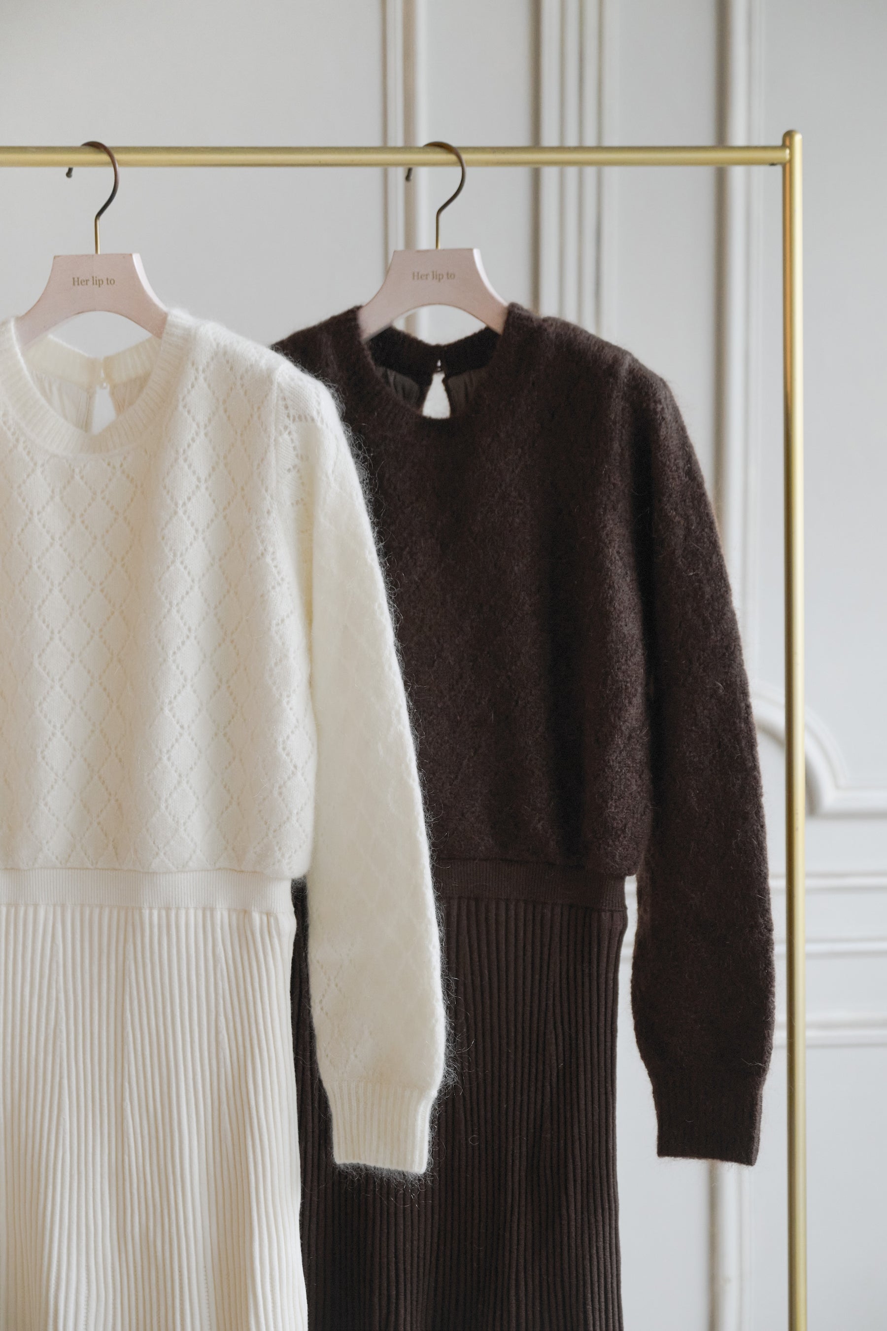 Lattice Eyelet Knit Dress