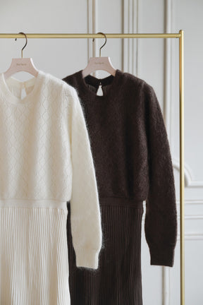 Lattice Eyelet Knit Dress