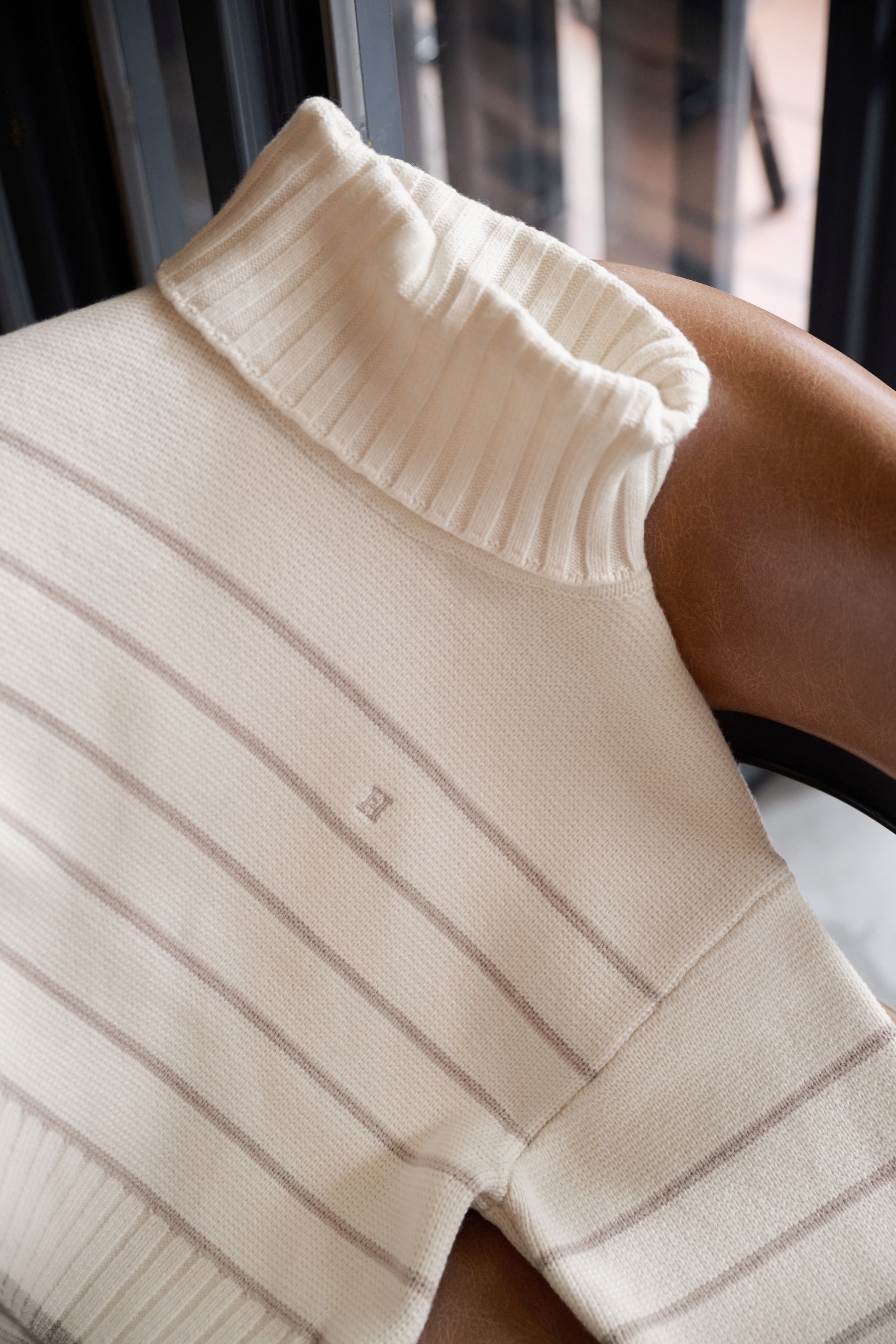 Striped Turtleneck Knit Pullover