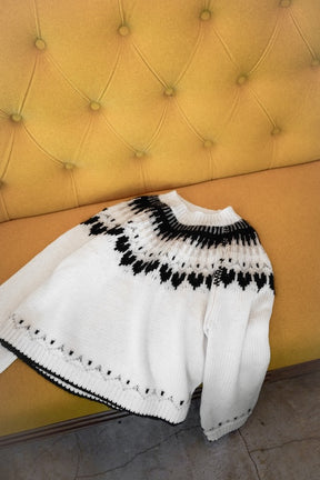 [New Color] Heart Fair Isle Knit Pullover