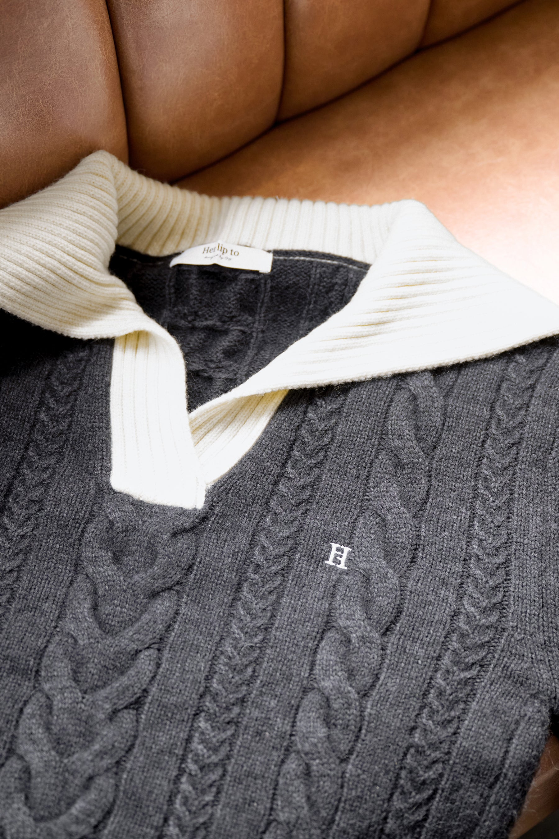 Sailor-Collar Cable Knit Pullover