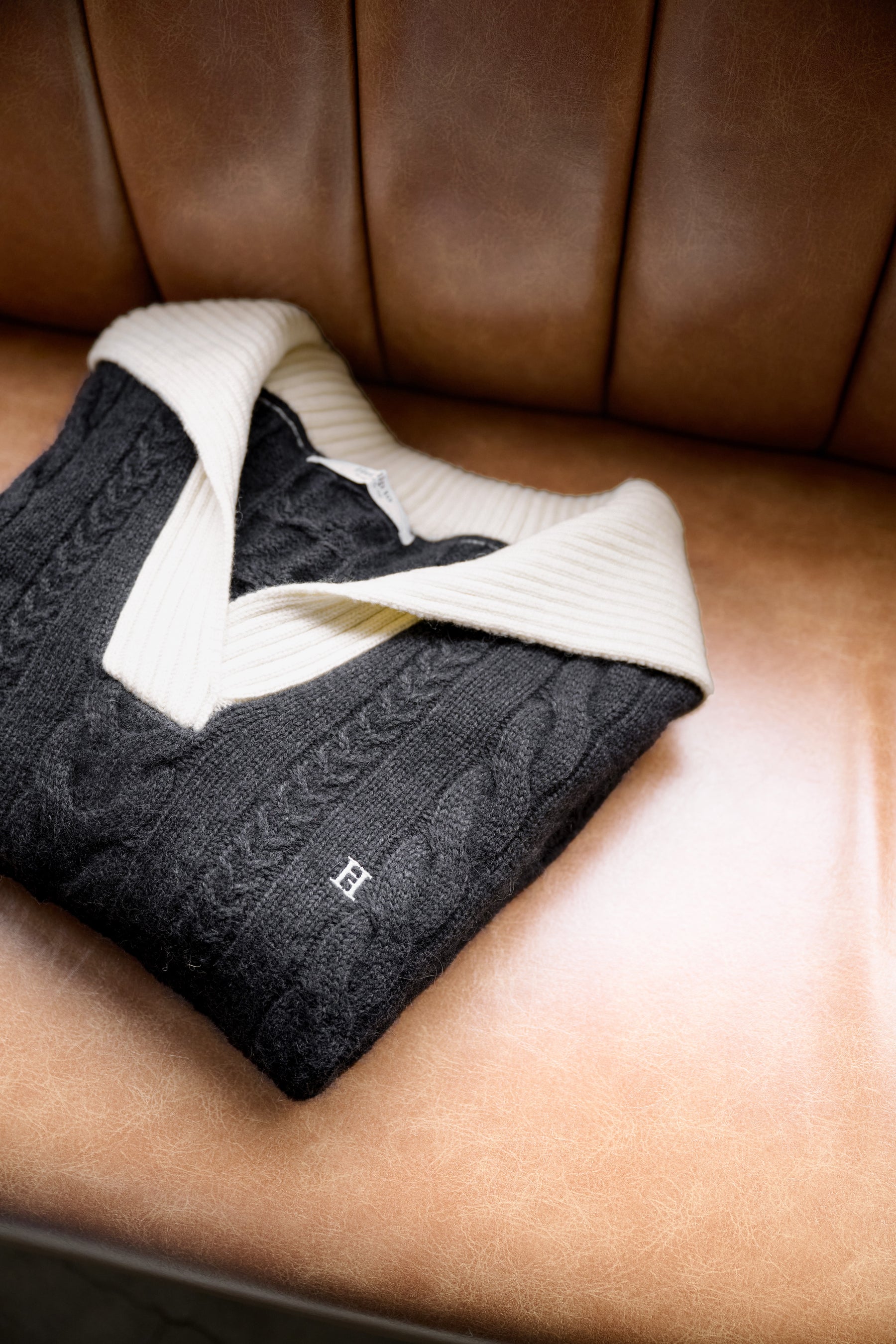 Sailor-Collar Cable Knit Pullover