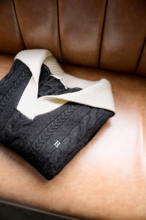 Sailor-Collar Cable Knit Pullover