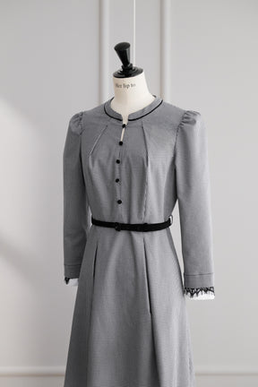 [Ships mid-November] Classic Monochrome Check Midi Dress