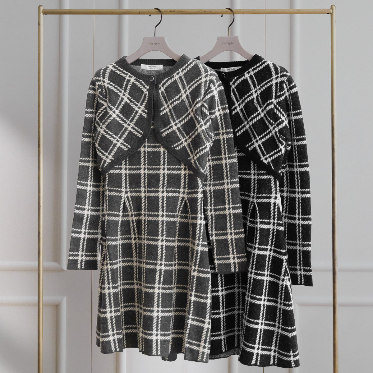 R♡様　her lip to Pantheon Checked Knit Pantheon Checked Knit Dress