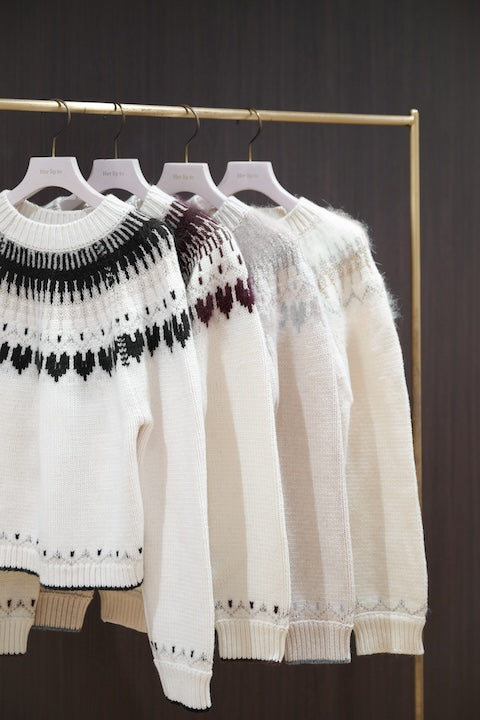[New Color] Heart Fair Isle Knit Pullover