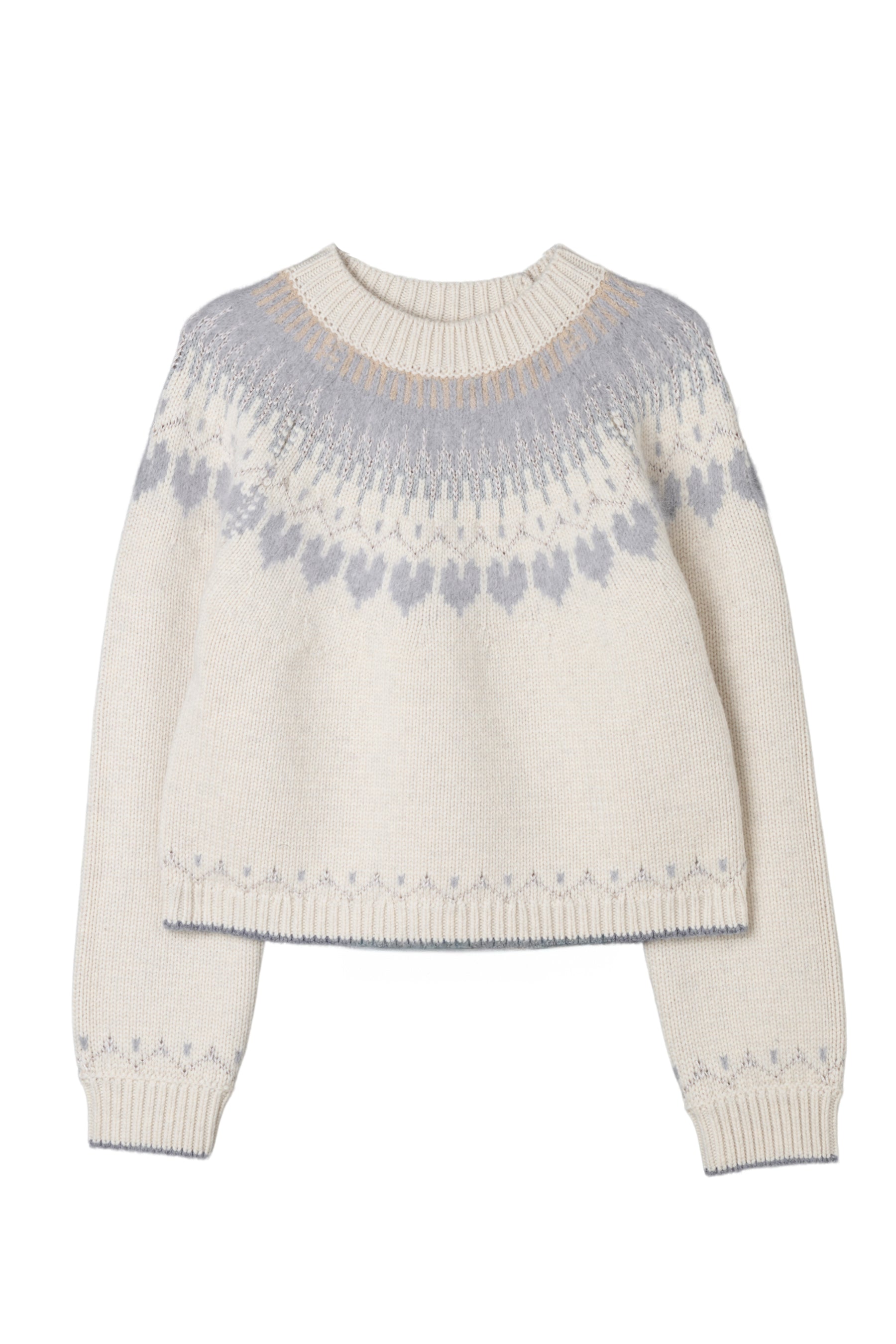 [New Color] Heart Fair Isle Knit Pullover