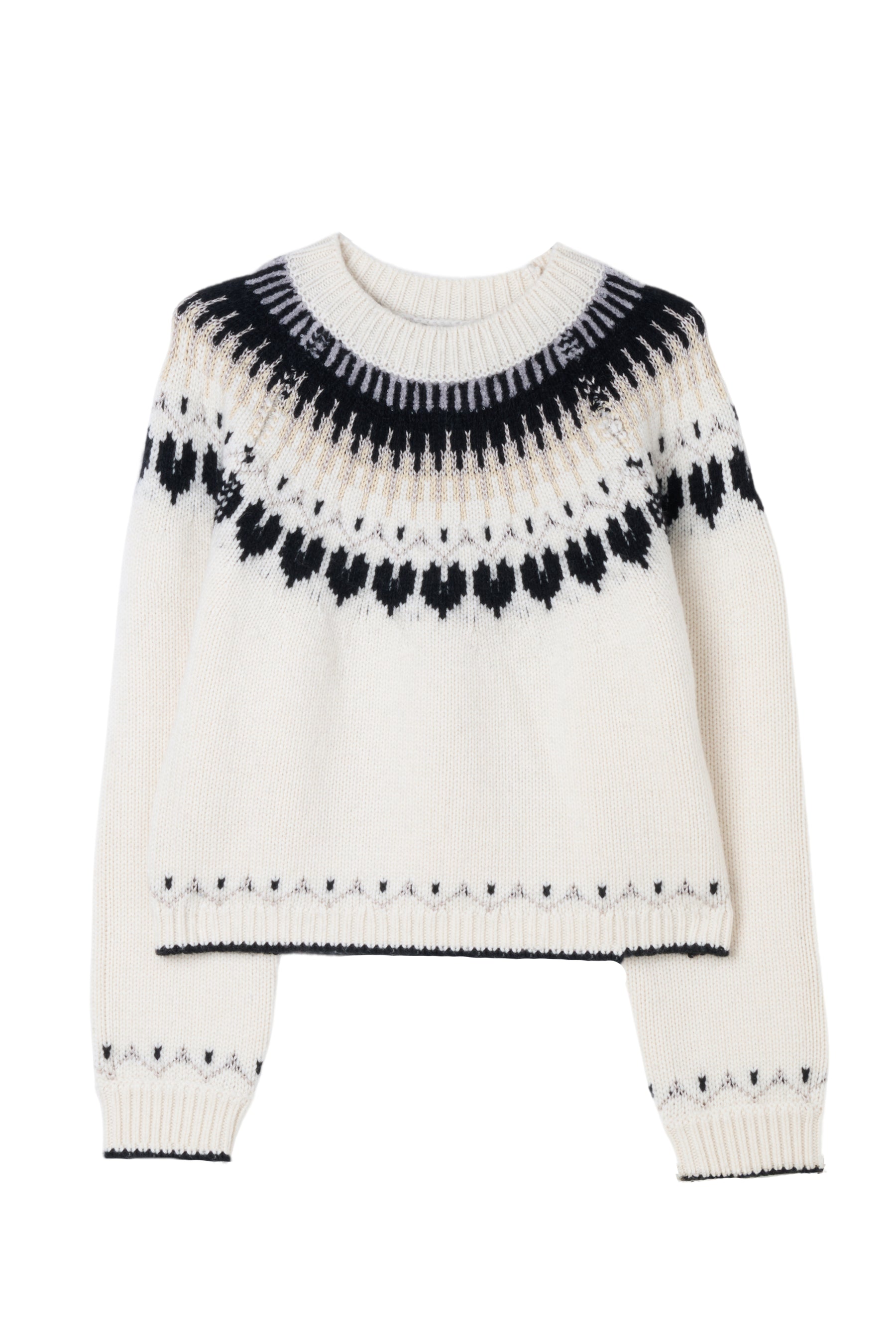 [New Color] Heart Fair Isle Knit Pullover