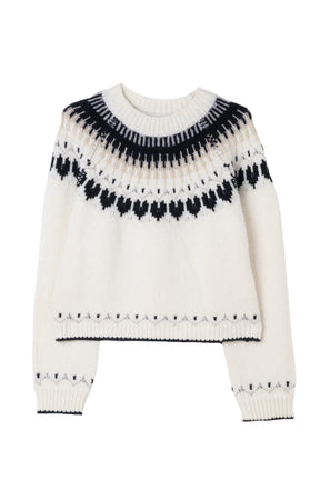 [New Color] Heart Fair Isle Knit Pullover
