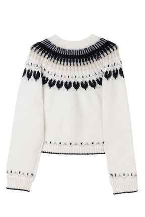 [New Color] Heart Fair Isle Knit Pullover
