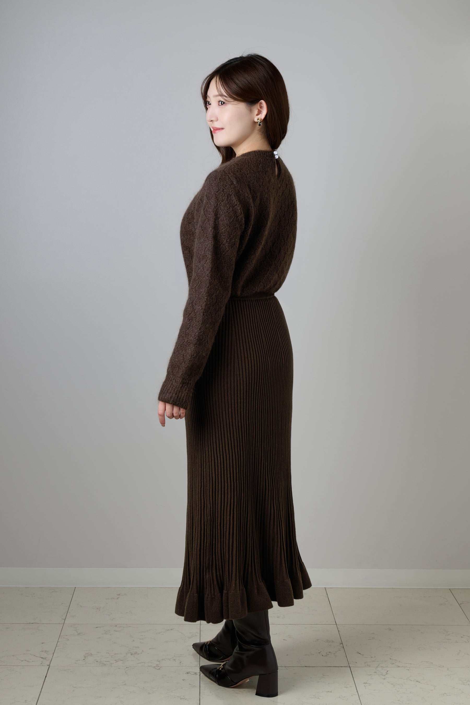 Lattice Eyelet Knit Dress