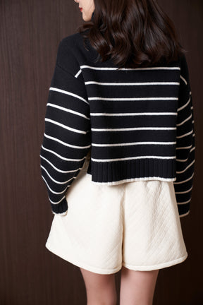 Striped Turtleneck Knit Pullover