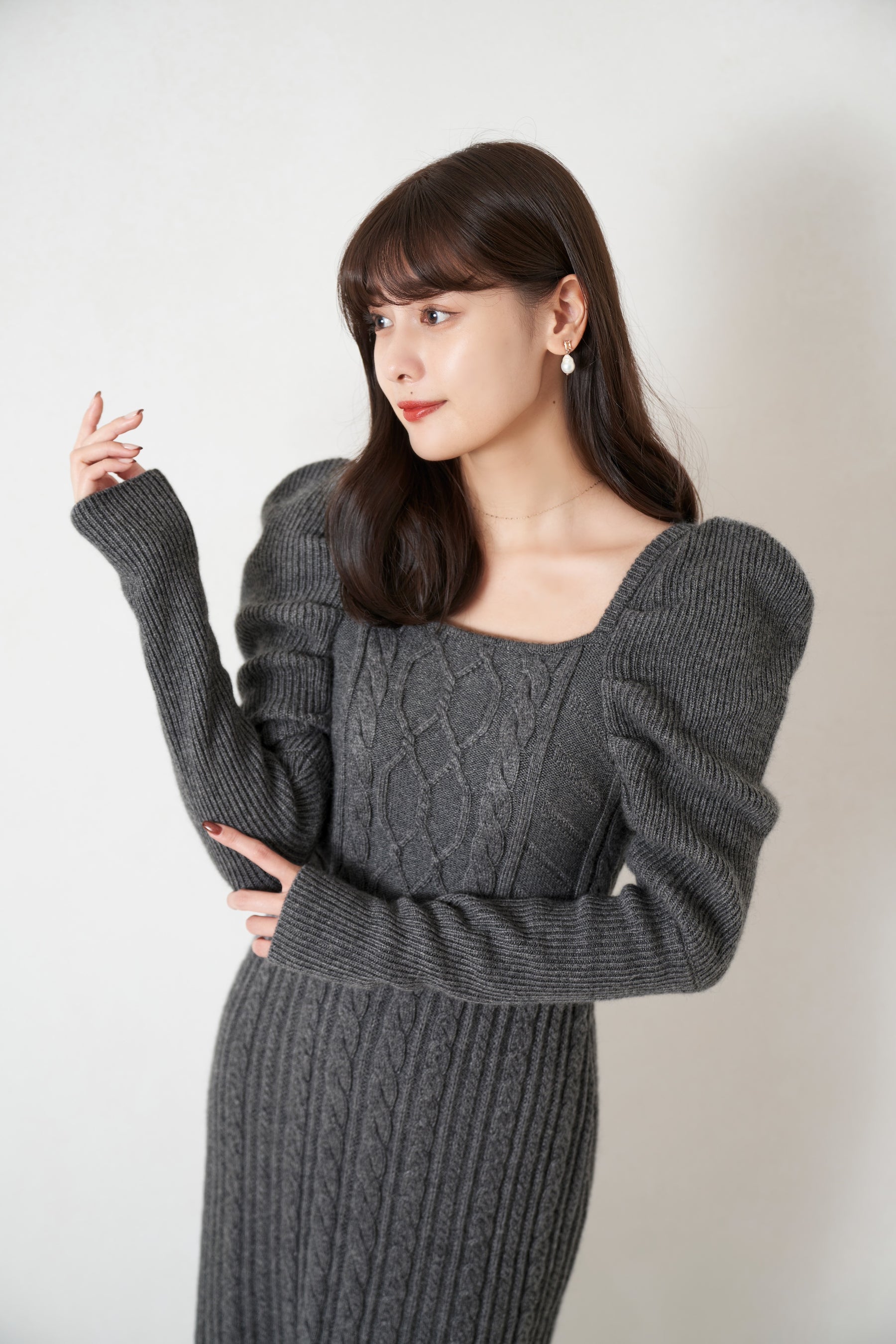 Bambina Cable Knit Dress / Her lip toポリエステル100%