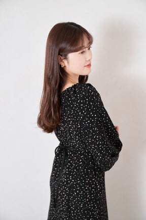 Slit Sleeve Floral Print Dress