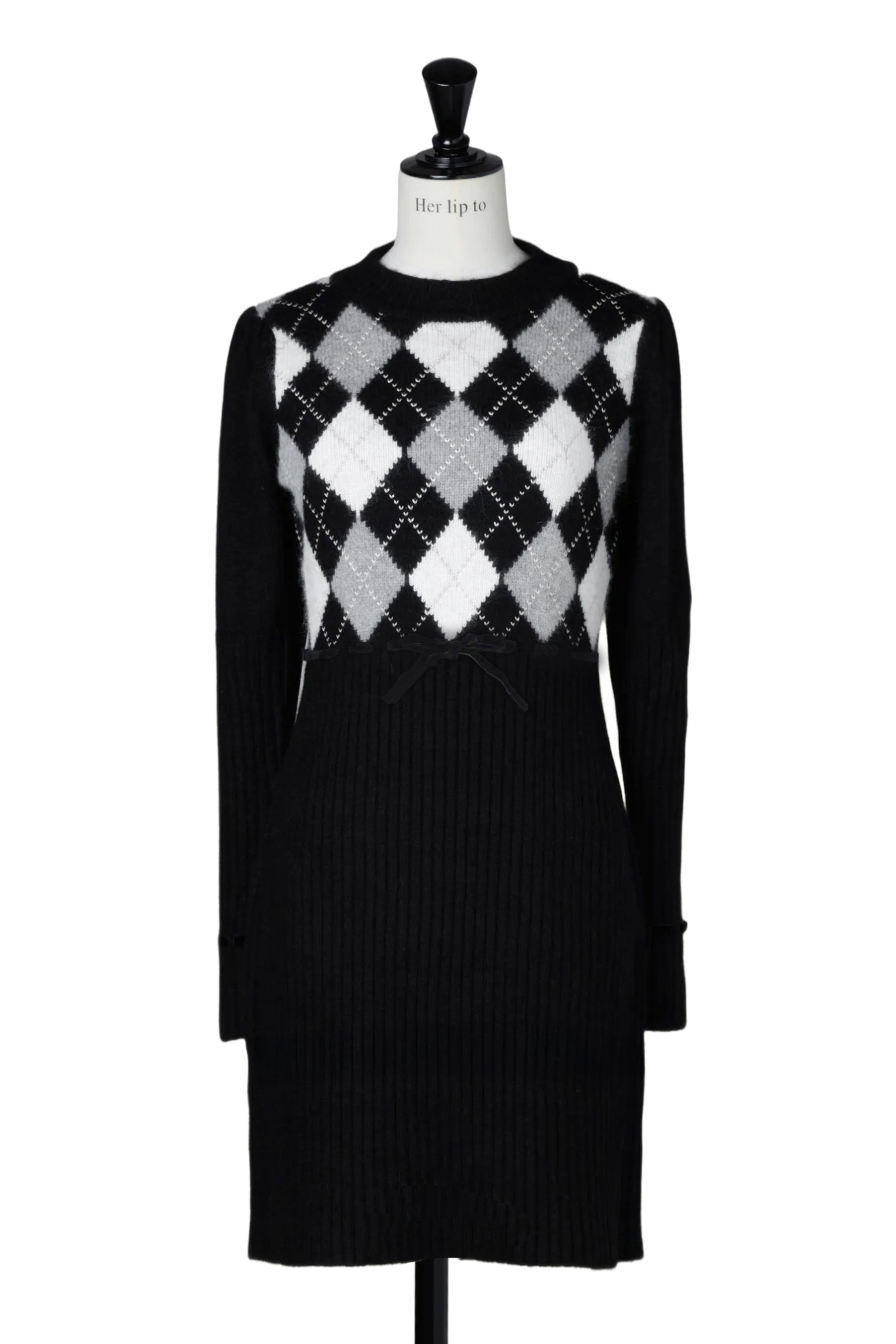 Moor Argyle Ribbon Knit Dress