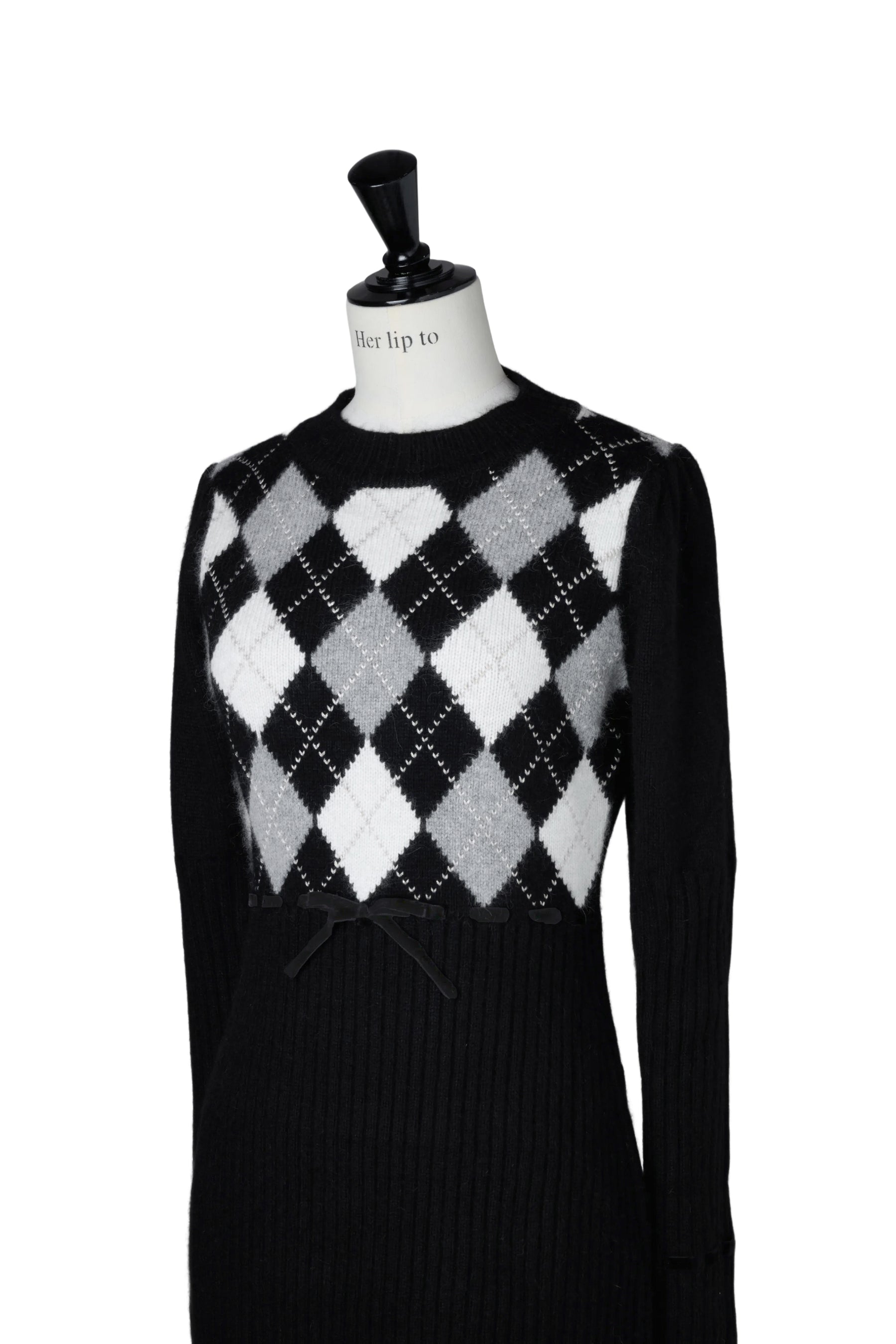 Moor Argyle Ribbon Knit Dress