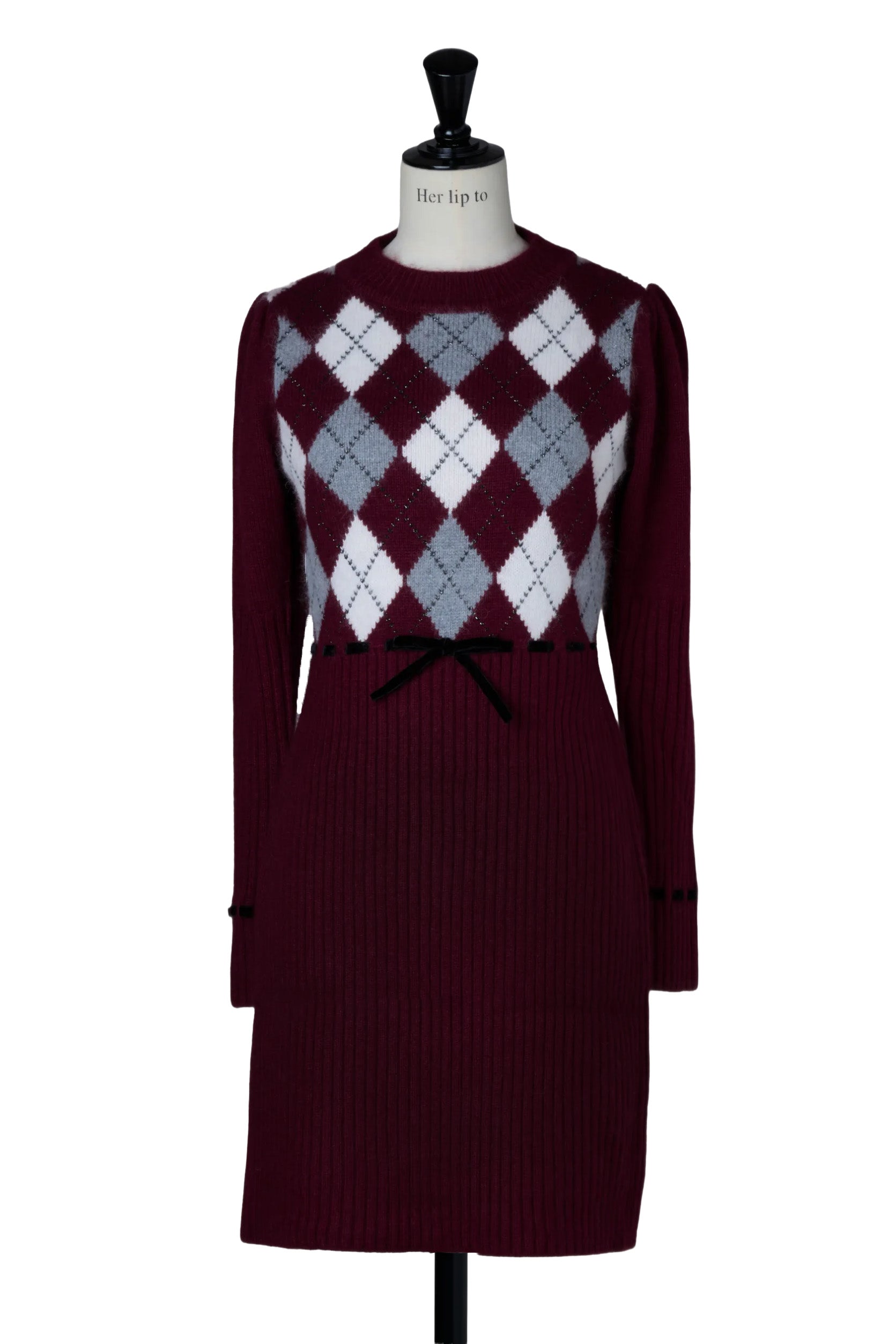 Moor Argyle Ribbon Knit Dress