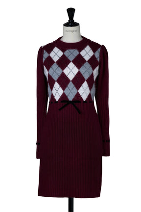 Moor Argyle Ribbon Knit Dress