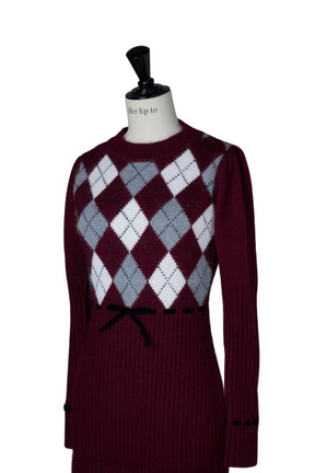 Moor Argyle Ribbon Knit Dress
