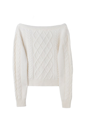 Aerienne Cable-Knit Ribbon Cardigan