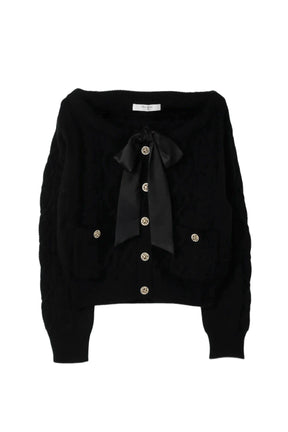 Aerienne Cable-Knit Ribbon Cardigan