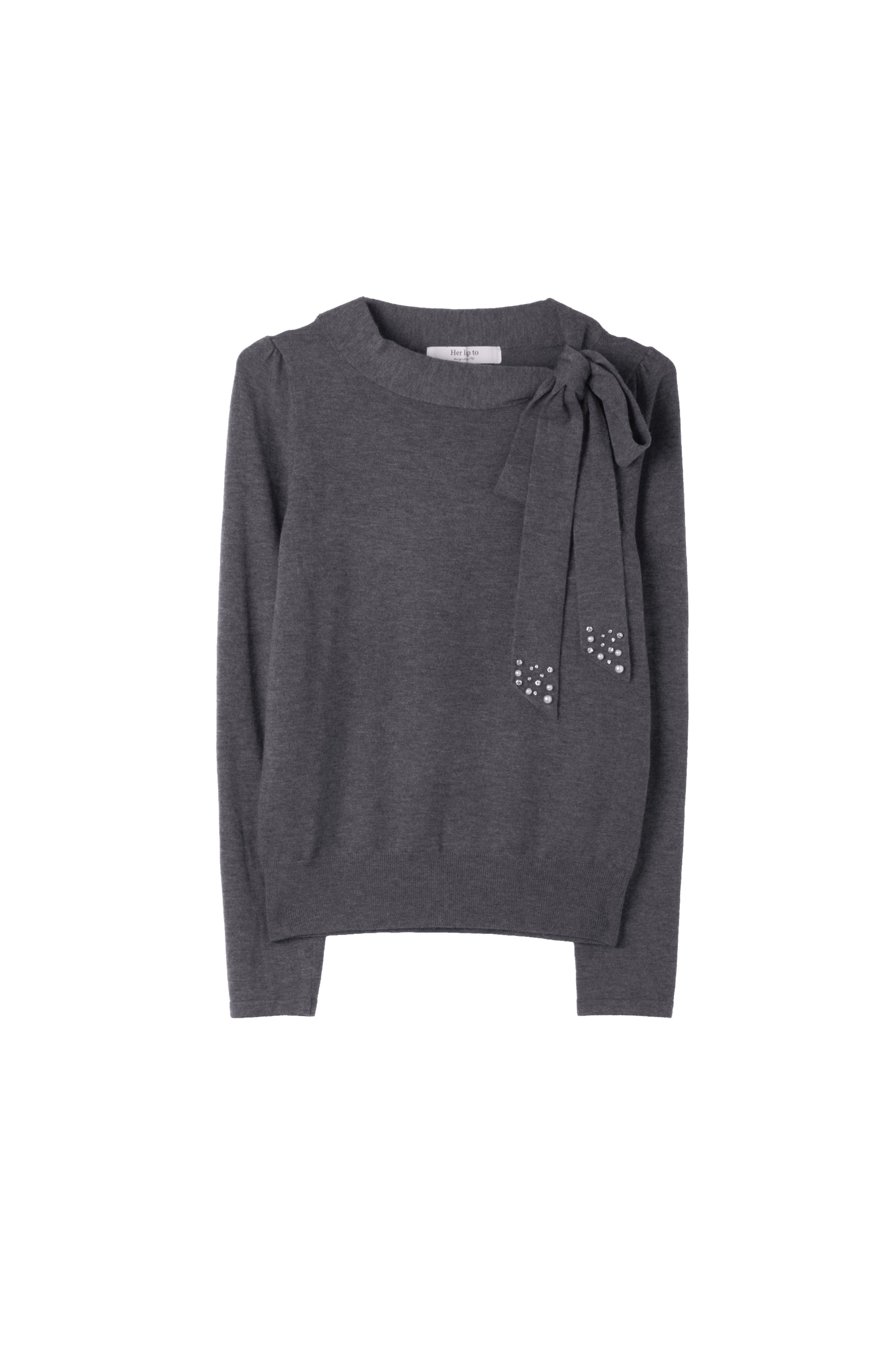 Bijou Ribbon-Tie Knit Top