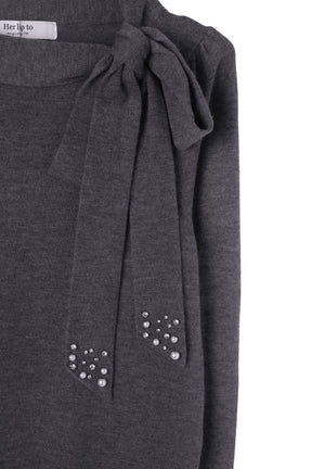 Bijou Ribbon-Tie Knit Top