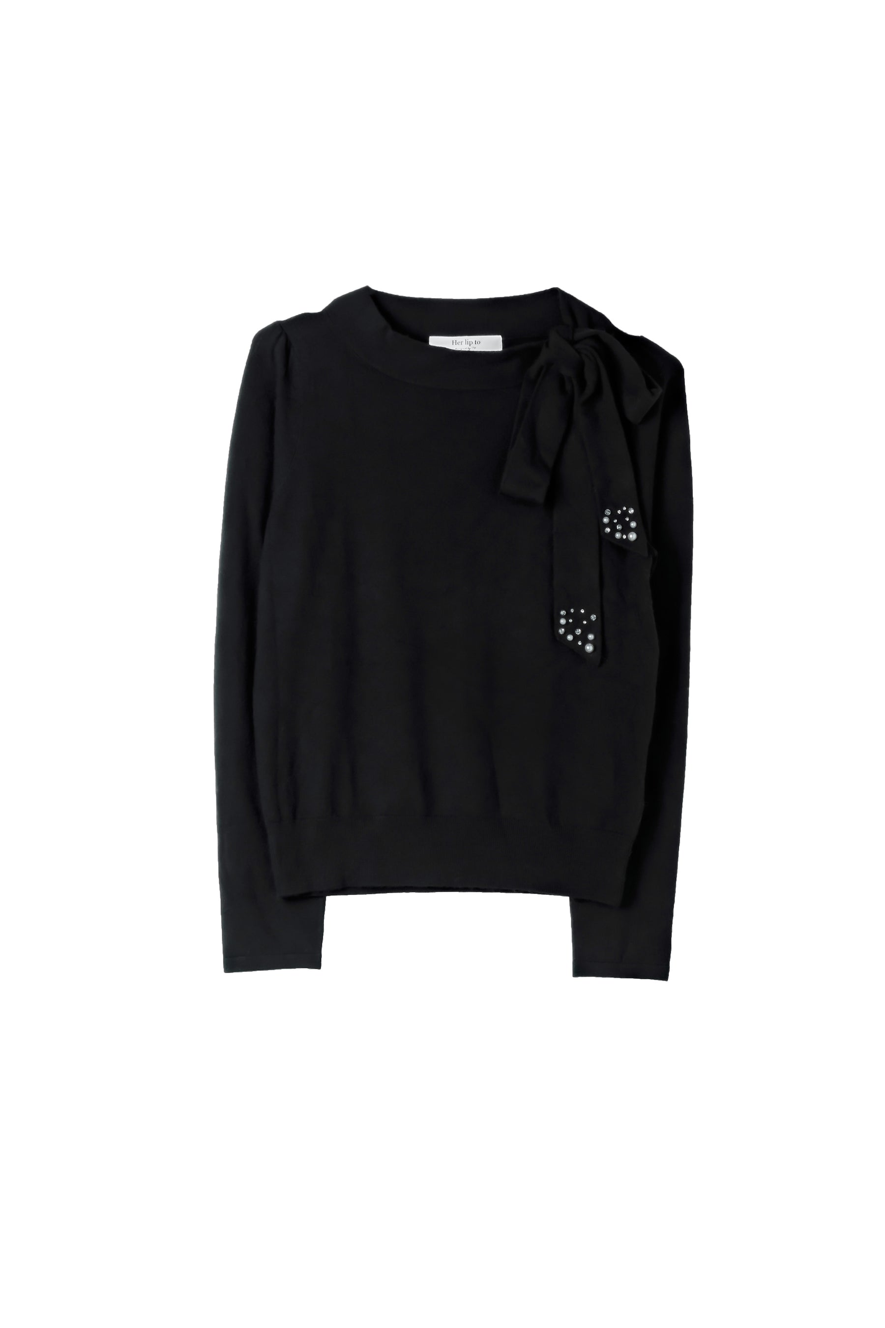 Bijou Ribbon-Tie Knit Top