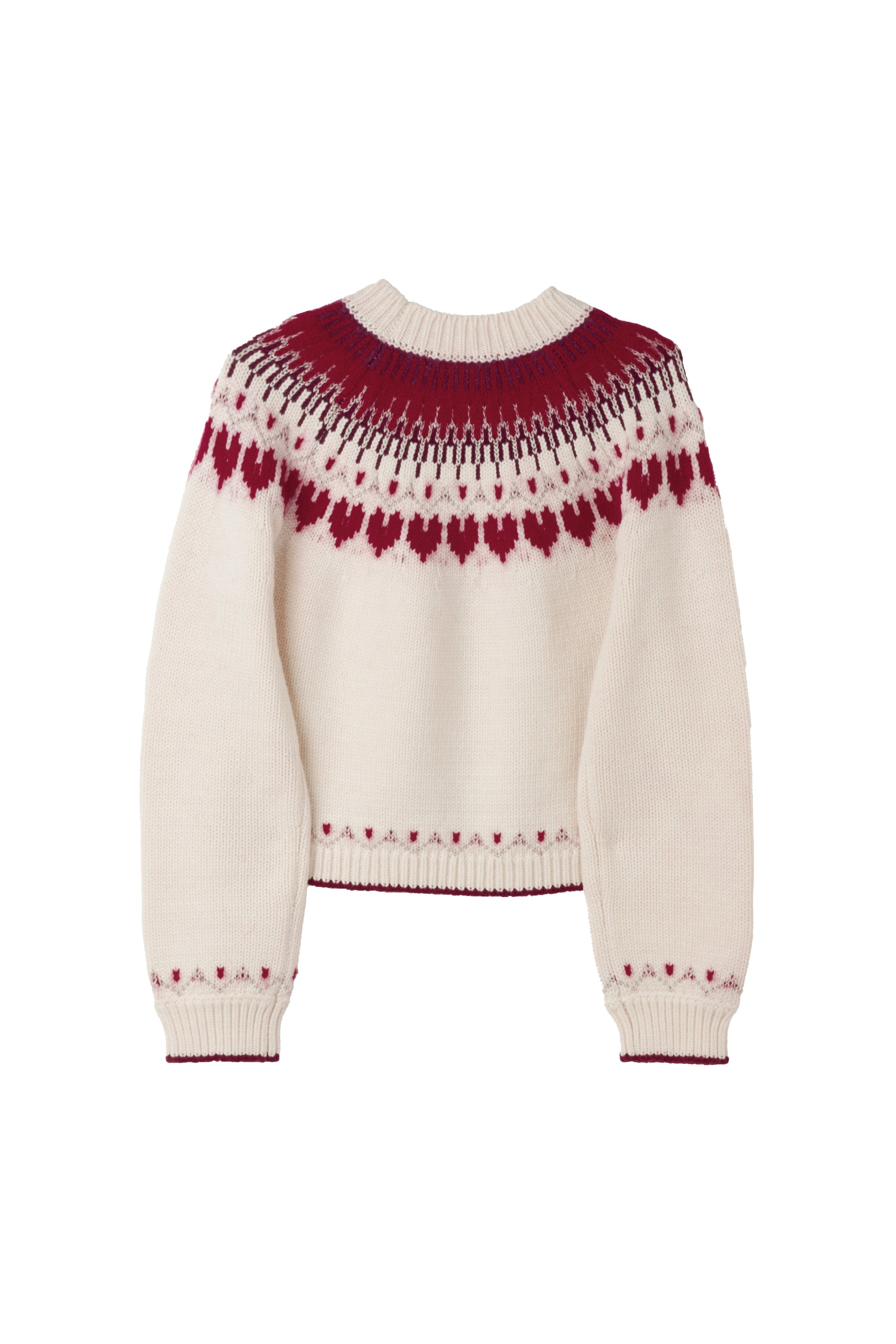 [New Color] Heart Fair Isle Knit Pullover