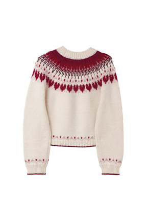 [New Color] Heart Fair Isle Knit Pullover