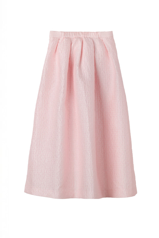 【powder pink】Dot Jacquard Flared Skirt