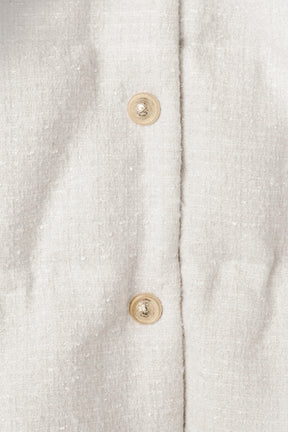 Gold-Button Tweed Down Jacket
