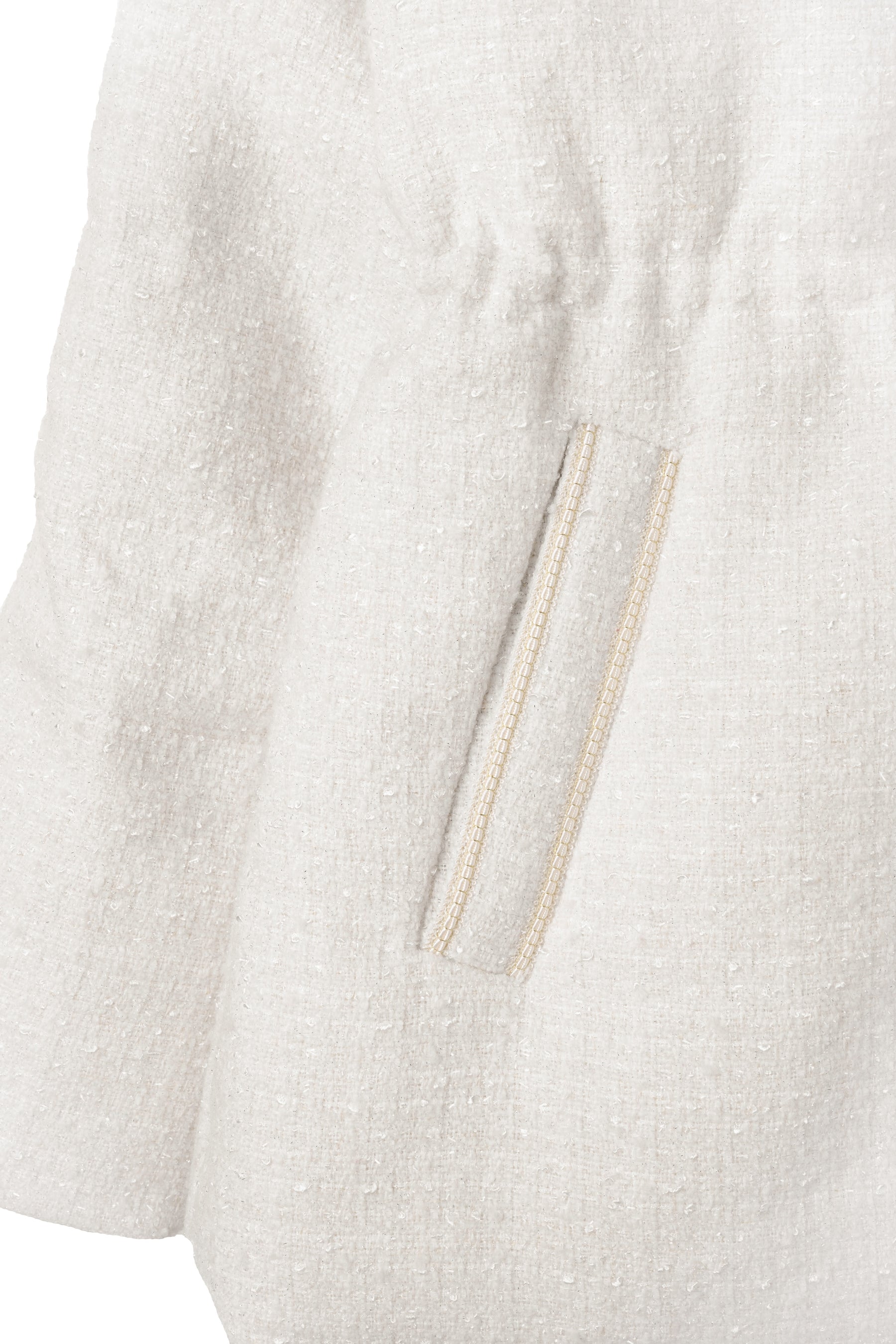 Gold-Button Tweed Down Jacket