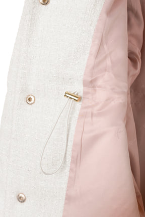 Gold-Button Tweed Down Jacket