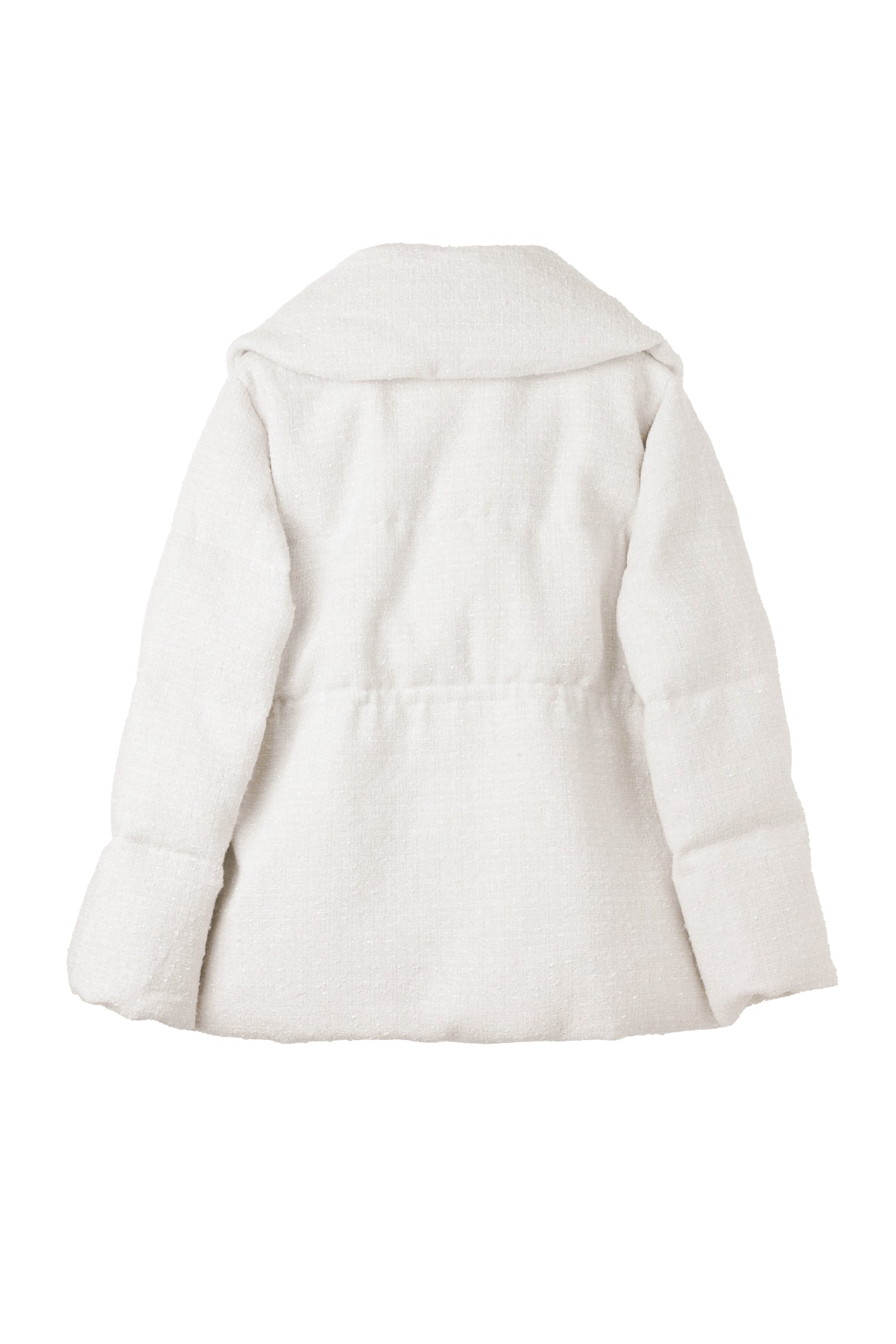 Gold-Button Tweed Down Jacket