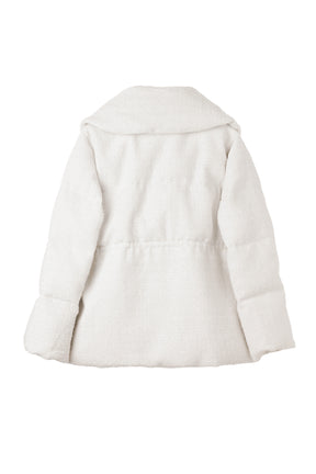 Gold-Button Tweed Down Jacket