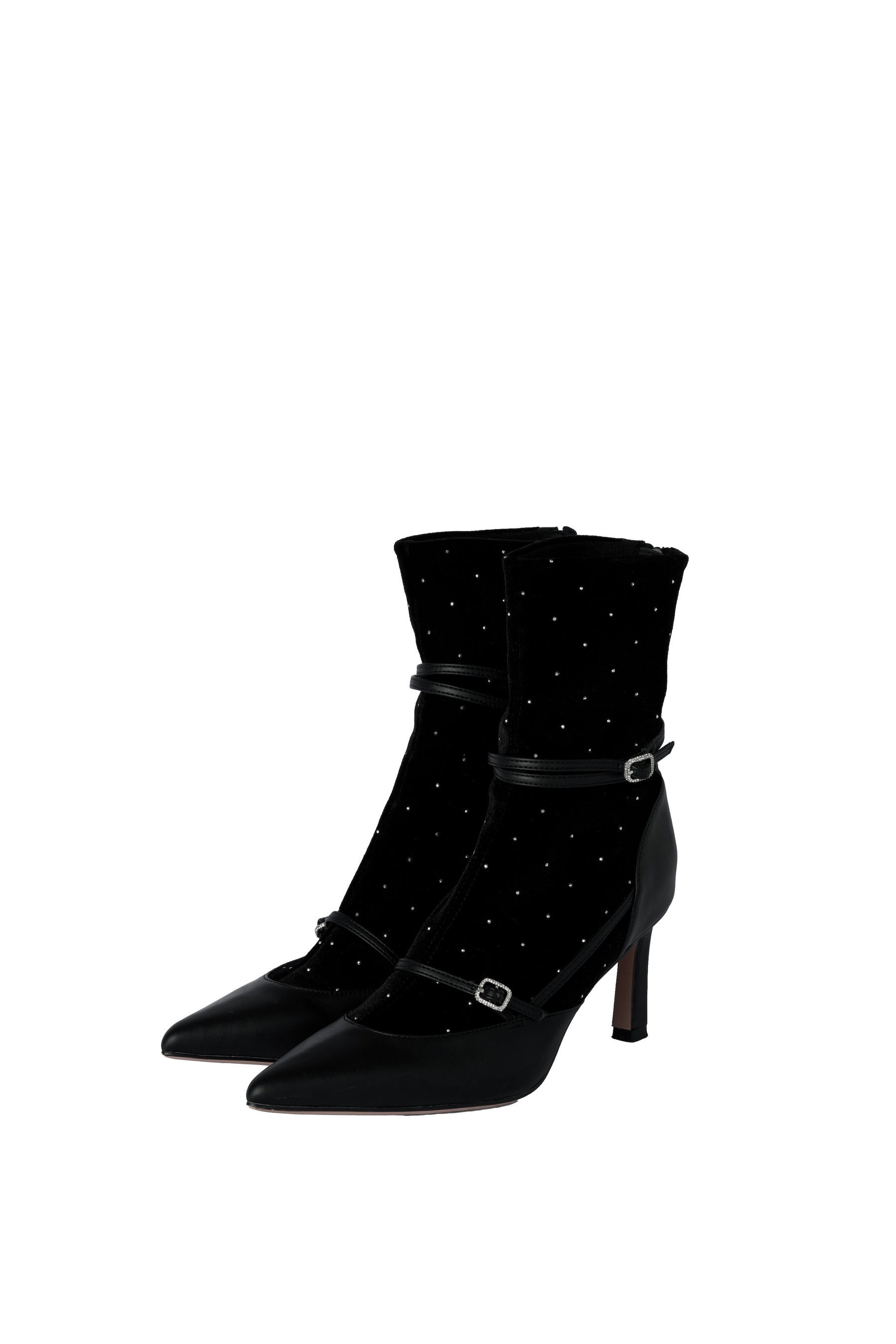 Crystal Velour Ankle Boots