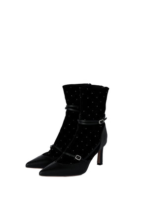 Crystal Velour Ankle Boots