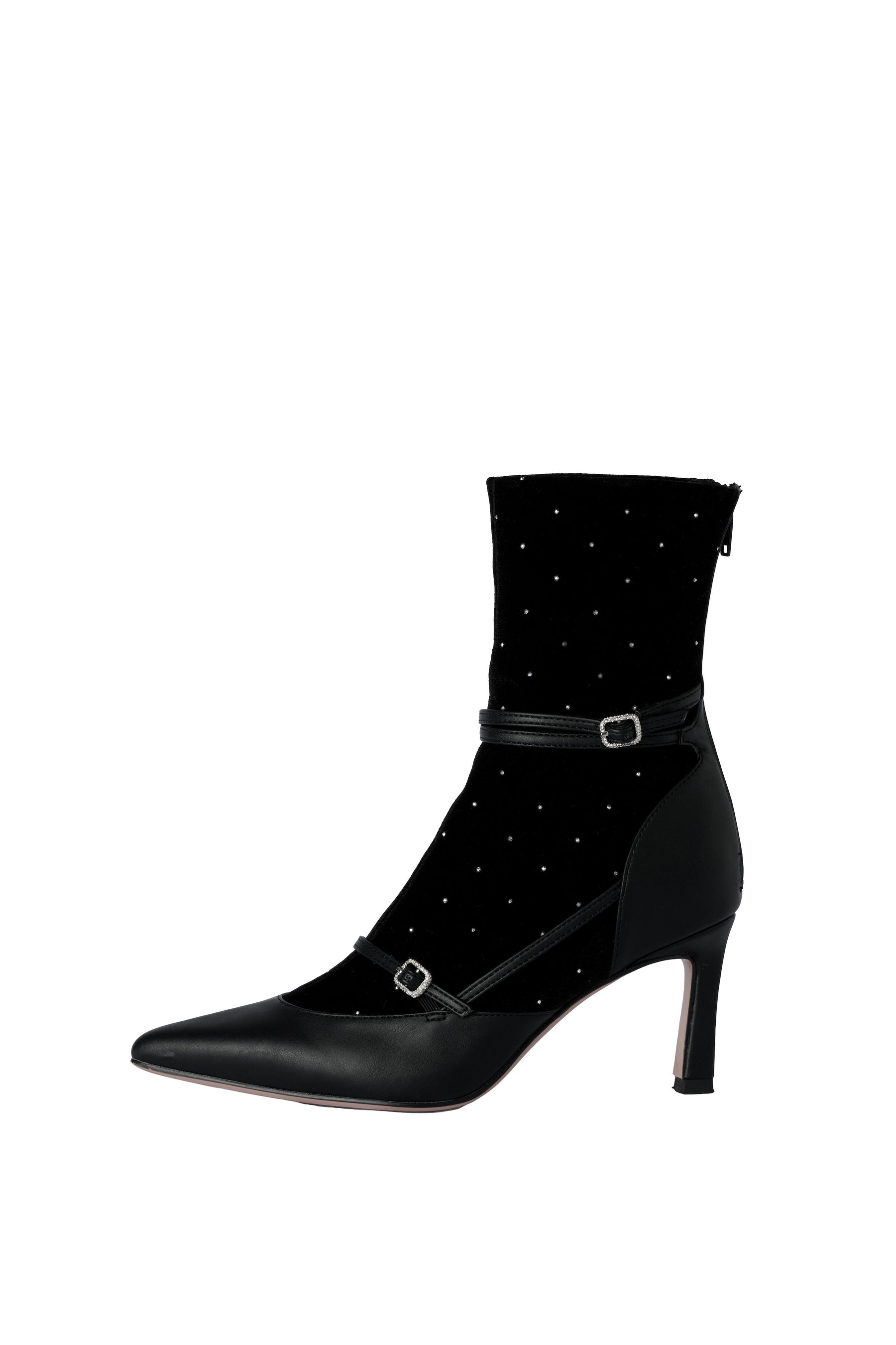 Crystal Velour Ankle Boots