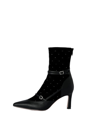 Crystal Velour Ankle Boots