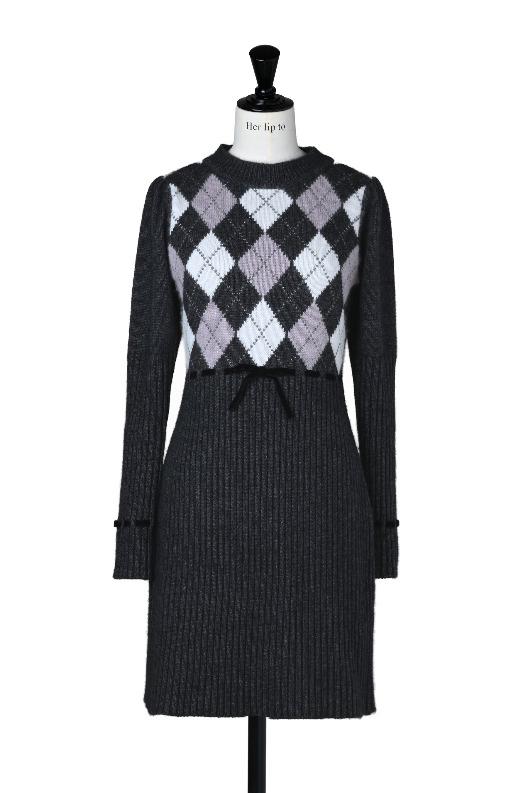 Moor Argyle Ribbon Knit Dress