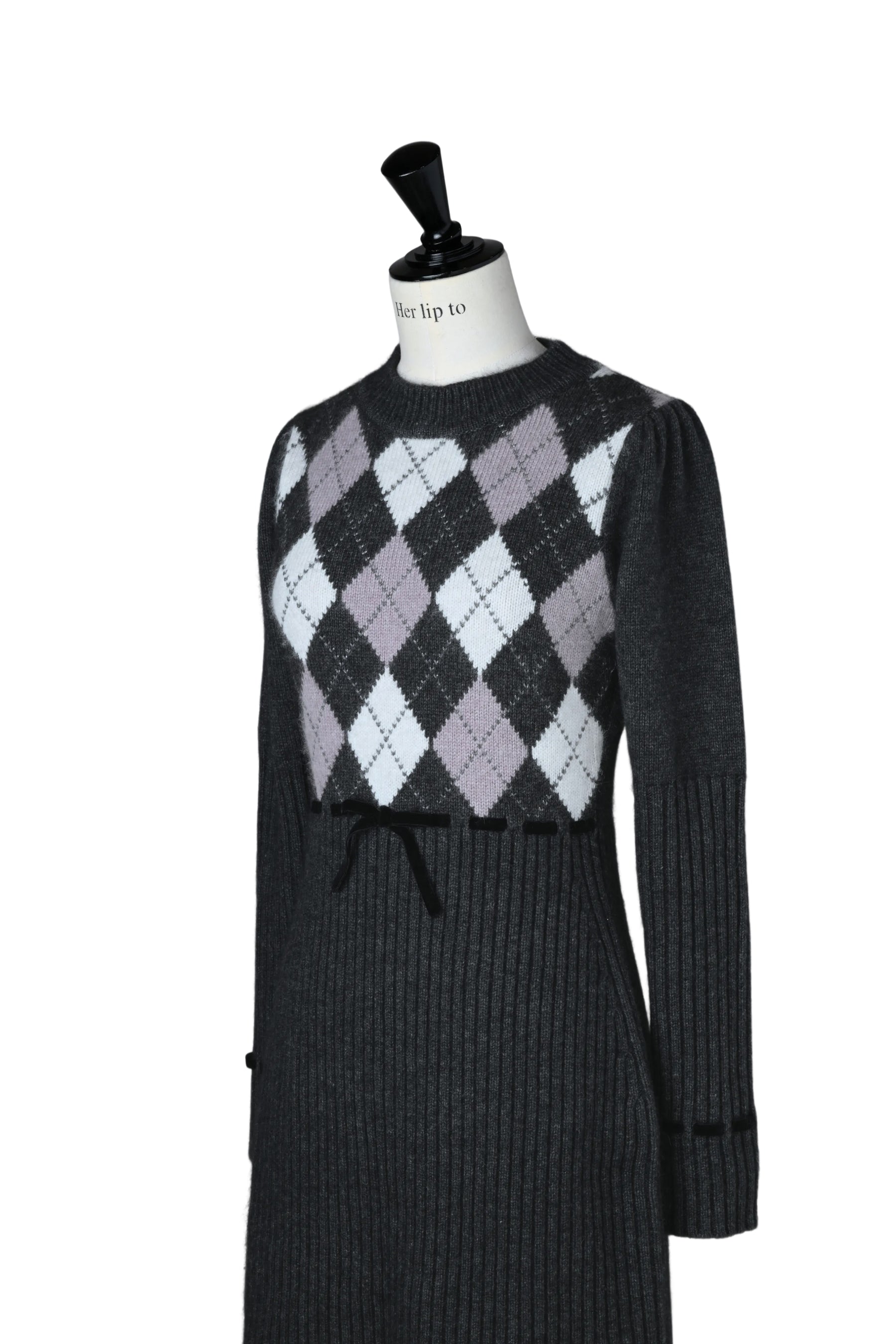 Moor Argyle Ribbon Knit Dress