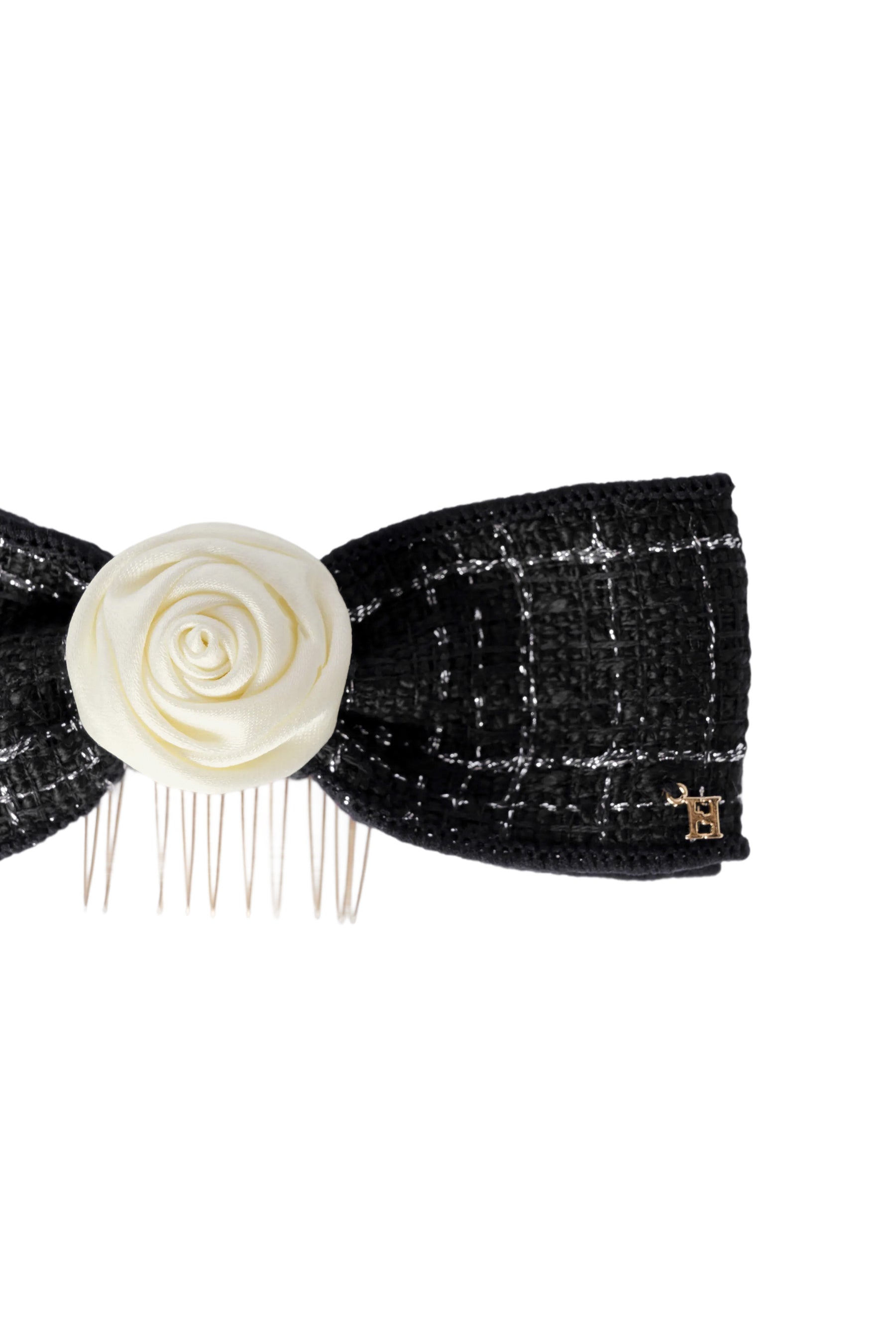 Classic Rose Tweed Ribbon Comb