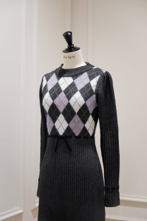 Moor Argyle Ribbon Knit Dress