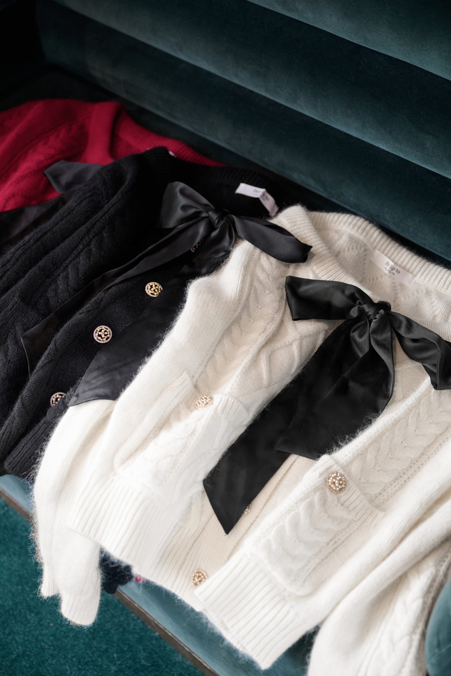 Aerienne Cable-Knit Ribbon Cardigan