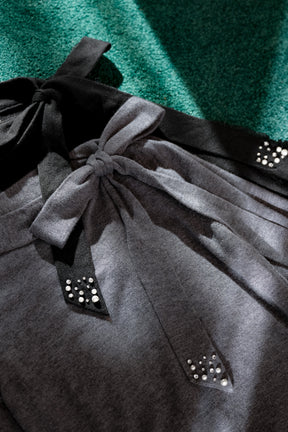 Bijou Ribbon-Tie Knit Top