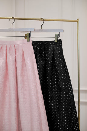 Dot Jacquard Flared Skirt