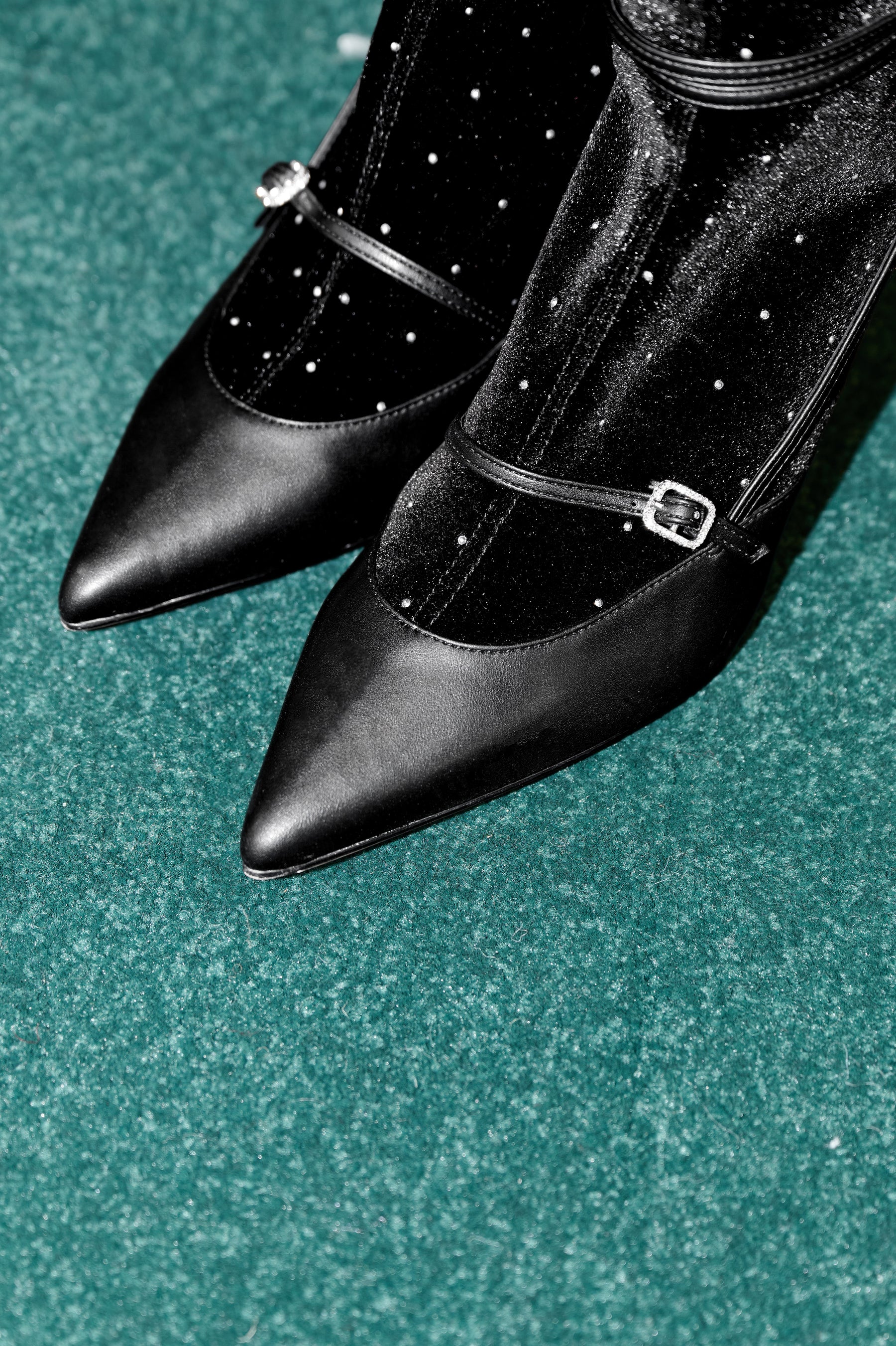 Crystal Velour Ankle Boots