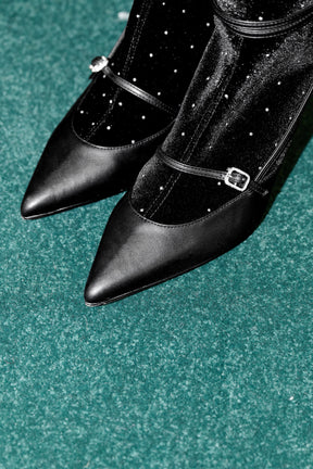 Crystal Velour Ankle Boots