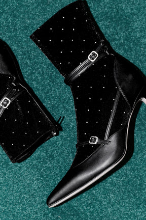 Crystal Velour Ankle Boots